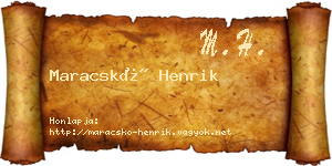 Maracskó Henrik névjegykártya